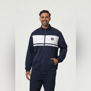 US OPEN Collection Tricot Warmup Jacket Zip Up Men’s Size M Blue White Logo